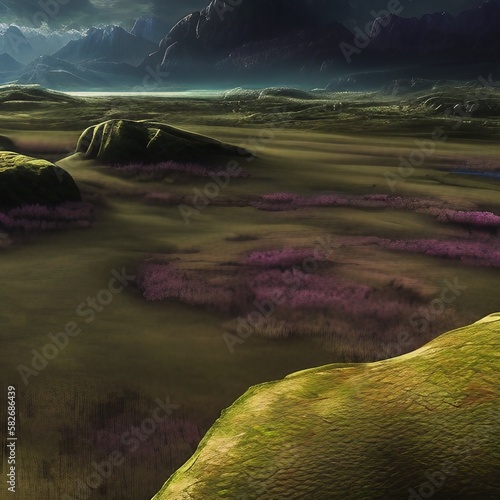 Mysterious realistic highly detailed sci fi Spring Landscape That Inspires Wanderlust with depth k quality