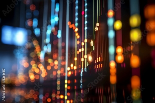 Abstract Digital Finance Chart and Graph with Light Glow and Blur Background Illustration for Forex and Technology © Thares2020