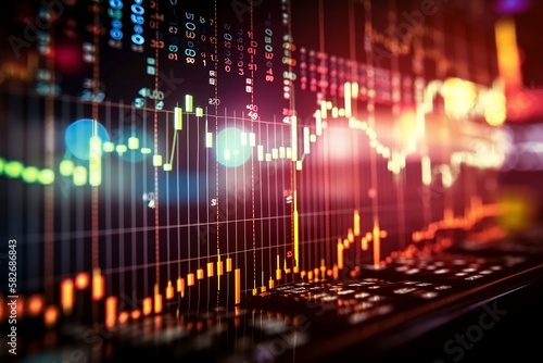 Abstract Digital Finance Chart and Graph with Light Glow and Blur Background Illustration for Forex and Technology