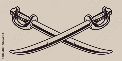  Vector illustration of crossed sabers
