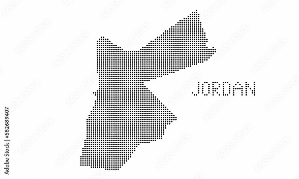 Jordan dotted map with grunge texture in dot style. Abstract vector illustration of a country map with halftone effect for infographic. 