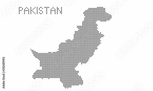 Pakistan dotted map with grunge texture in dot style. Abstract vector illustration of a country map with halftone effect for infographic. 