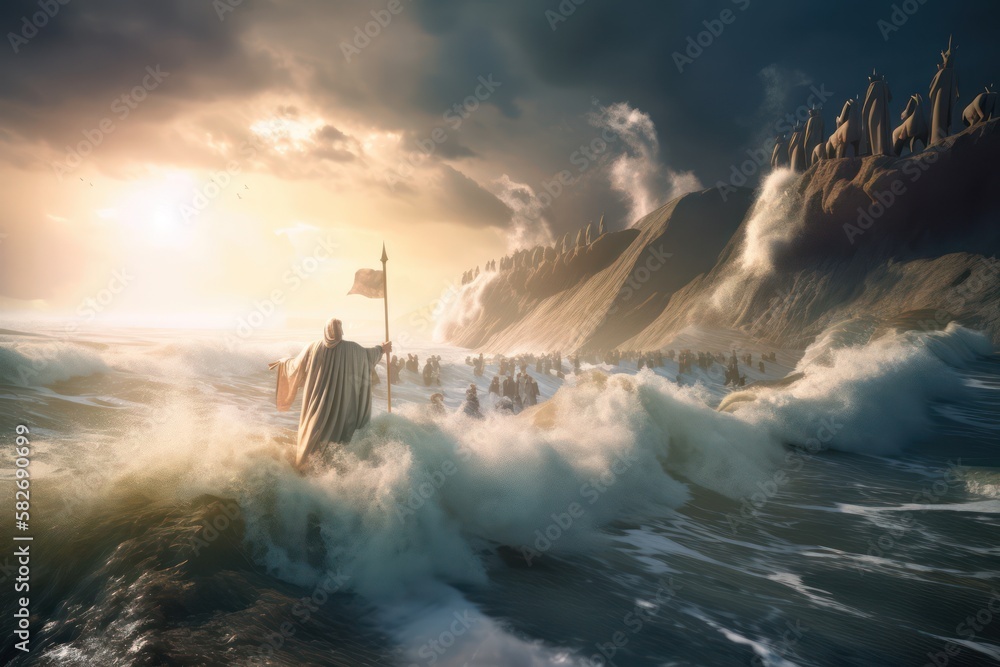 Moses and the red sea, generative AI