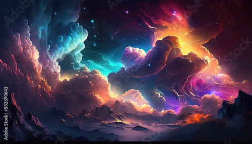 an epic version of the unknown space and galaxy, beautiful surreal colors, generative ai technolgy
