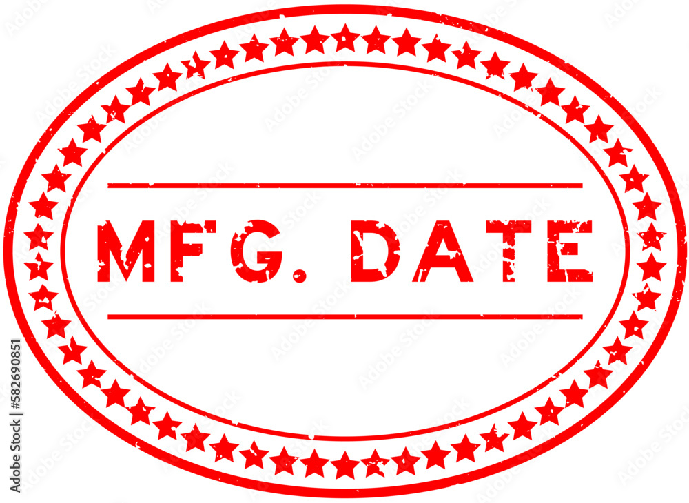 Grunge red mfg. date word oval rubber seal stamp on white background Grunge red mfg. date word oval rubber seal stamp on white background