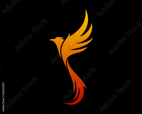 Simple flying phoenix logo design