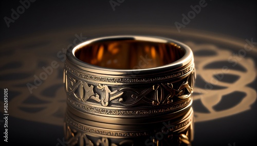 Awesome expensive luxury renaissanse ring, close-up shot. AI generated. photo