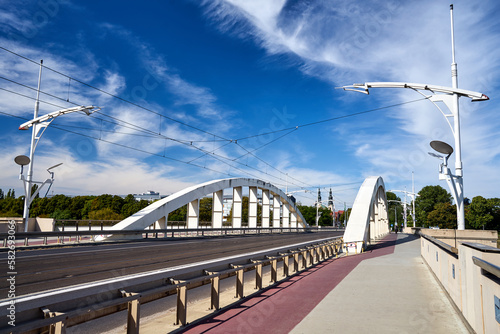 Steel structure of the bridge over the river Warta in Poznan