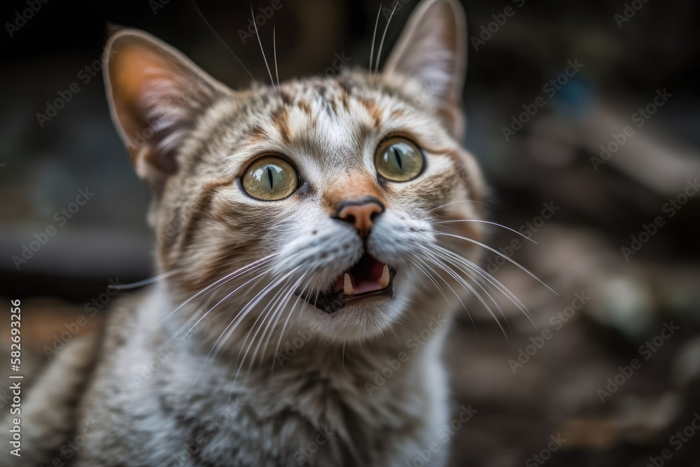amusing cat with a tongue. Generative AI