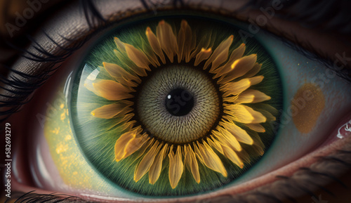the heart of a yellow flower eye