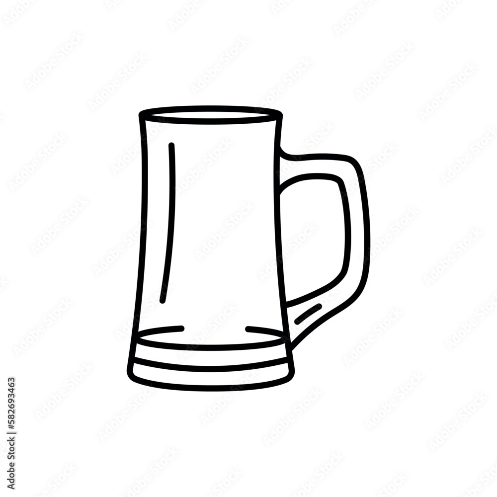 Beer mug black line icon. Dinnerware. Beer mug black line icon. Dinnerware.