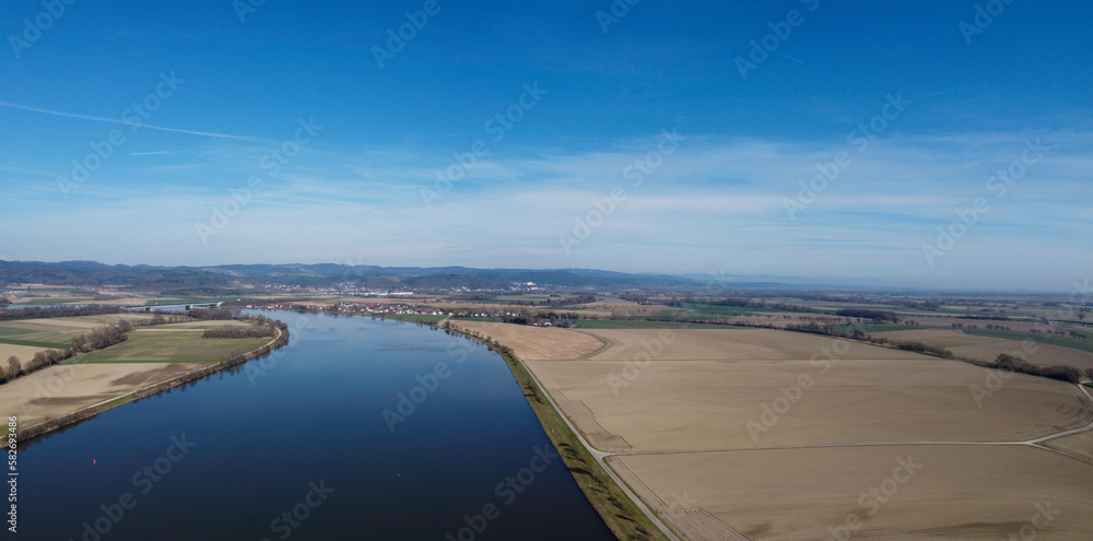 Panoramic photo of the Danube as an aerial view in Bavaria Panoramic photo of the Danube as an aerial view in Bavaria