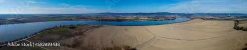 Fototapeta Naklejka Na Ścianę i Meble -  Panoramic photo of the Danube as an aerial view in Bavaria