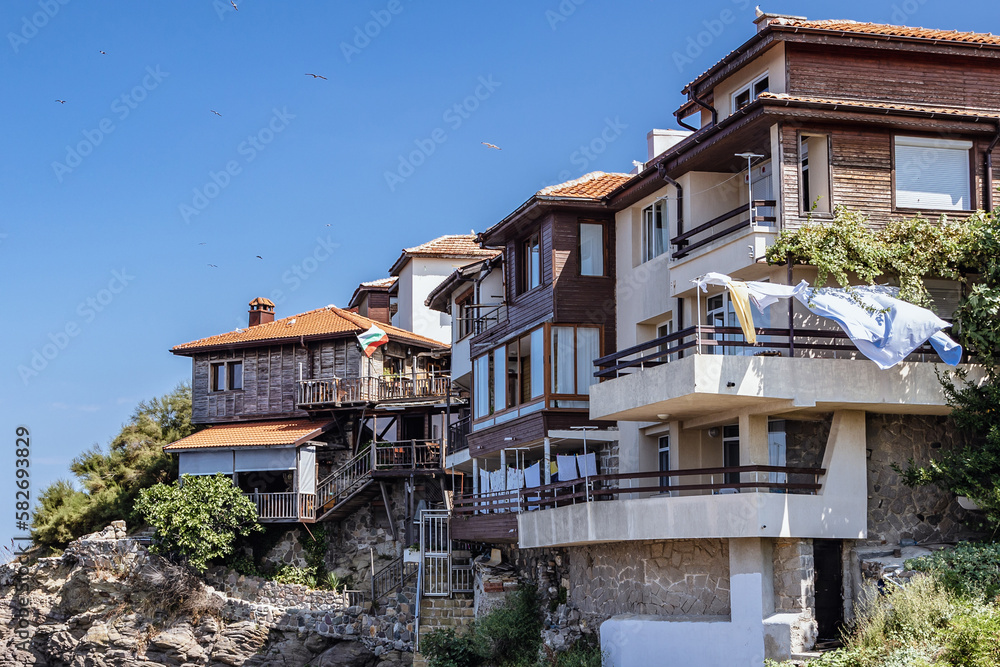 Houses in Sozopol city on the Black Sea shore, Bulgaria Houses in Sozopol city on the Black Sea shore, Bulgaria