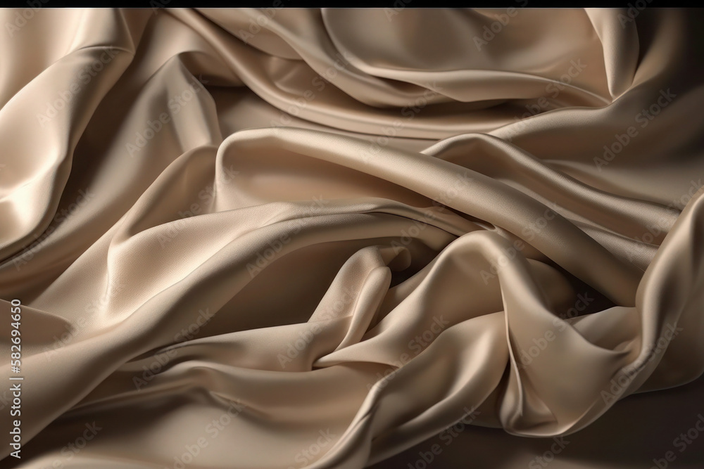 Obraz premium silk beige smooth background for product premium beautiful golden drapery decoration abstract texture fabric generative ai
