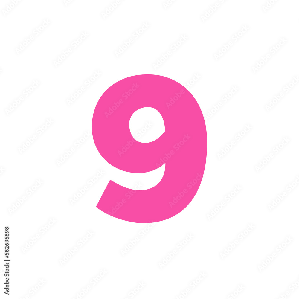 Number nine 9 on white background transparent pink color Number nine 9 on white background transparent pink color
