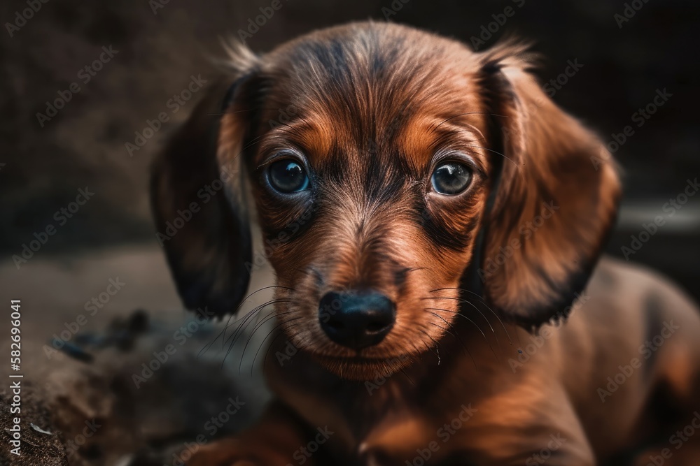 tiny dachshund puppy cute brown. Generative AI