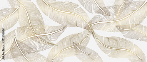 Vector abstract light illustration with golden feathers for decor, covers, backgrounds, wallpapers