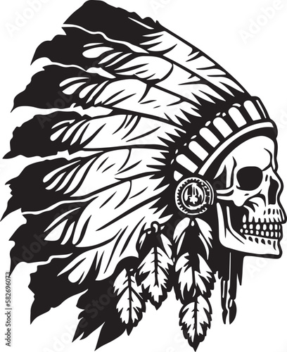 Indian skull Vector illustration, Isolated on the white background
