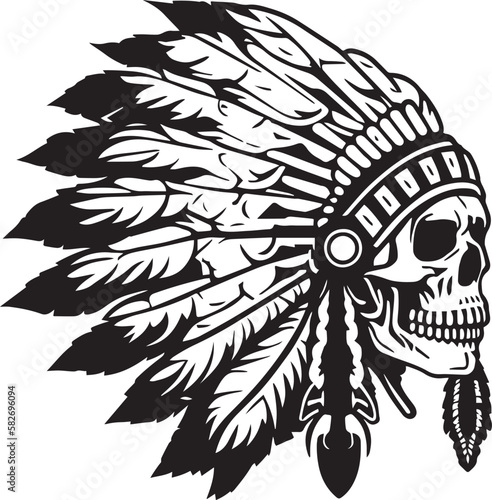 Indian skull Vector illustration, Isolated on the white background