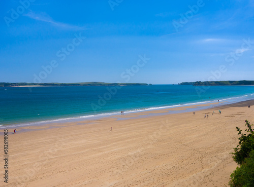 Canvastavla Beach at low tide (South Tenby Beach, Wales, United Kingdom, in summer)