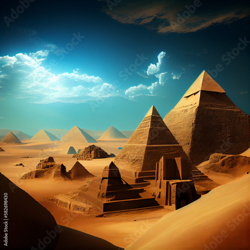 Golden Egypt pyramid art