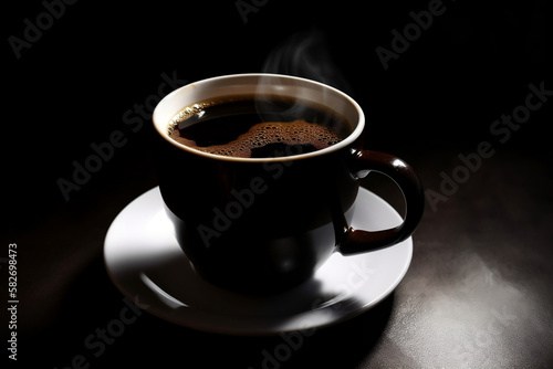 cup of coffee on black