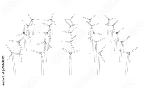 Wind turbines. 3d illustration