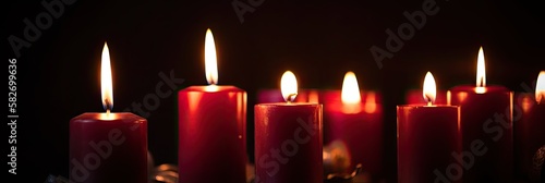 Wallpaper Mural Advent Candles Burning In The Dark With Abstract Defocused Lights, generative ai Torontodigital.ca