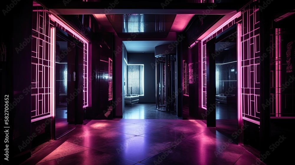 Fototapeta premium Nightclub Entrance at night, generative ai
