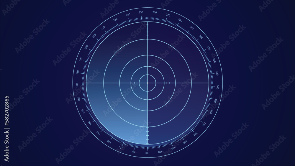Digital technology radar screen on scanning different information ...