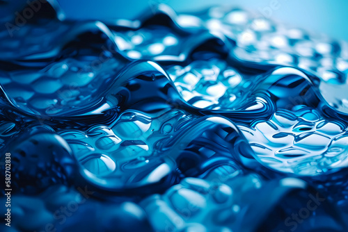 blue water drops and waves on an unknown surface  created with generative ai