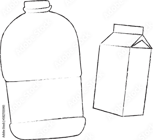 Milk gallon. Milk in carton package. line drawing style,vector design.