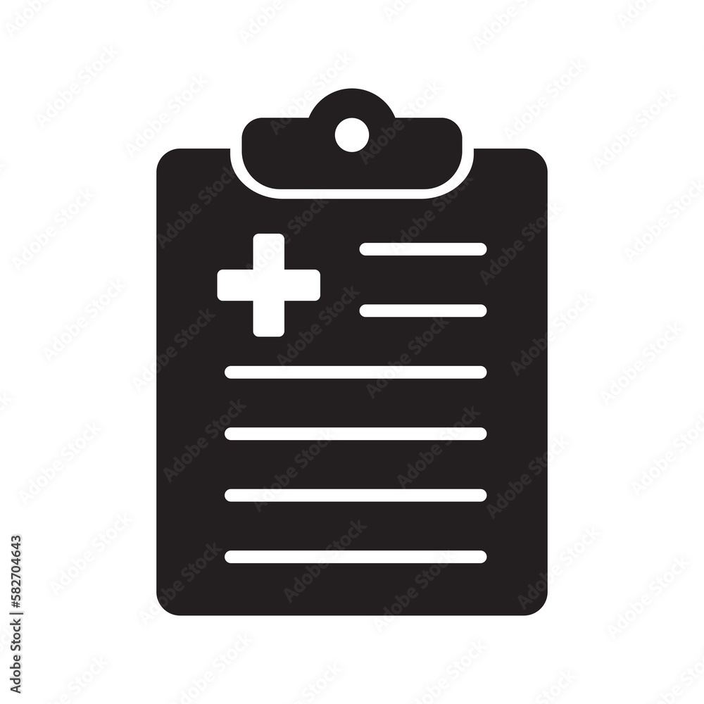Medical history icon, medical report symbol. Health care clipboard icon. Medical card icon. Medical history icon, medical report symbol. Health care clipboard icon. Medical card icon.