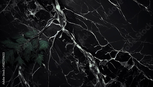 Beautiful Marble Patterned Texture on a Black Background, Generative AI