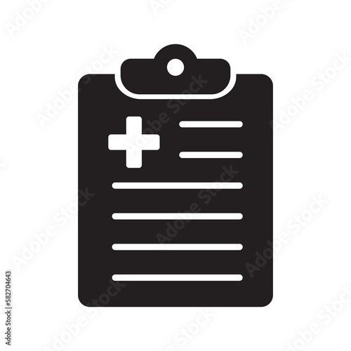 Medical history icon, medical report symbol. Health care clipboard icon. Medical card icon.