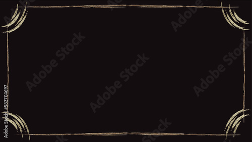 金色のグリッター風ブラシの枠付き背景のイラスト