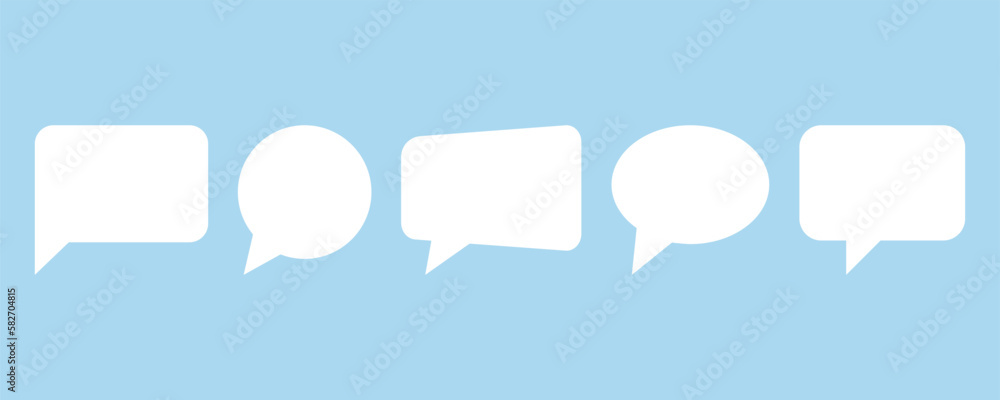 Set of white speech bubbles on blue background. Speaking bubble. Blank dialog, chat, message or comment. Vector 10 Eps. Set of white speech bubbles on blue background. Speaking bubble. Blank dialog, chat, message or comment. Vector 10 Eps.