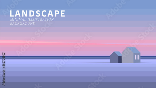 landscape background winter house minimal landscape vector illustration background
