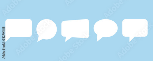 Set of white speech bubbles on blue background. Speaking bubble. Blank dialog, chat, message or comment. Vector 10 Eps.