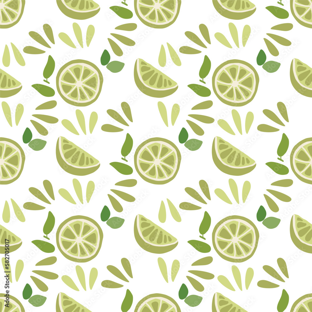 Citrus seamless pattern. Summer time vacation background. Cute hand drawn vector illustration with lime Citrus seamless pattern. Summer time vacation background. Cute hand drawn vector illustration with lime