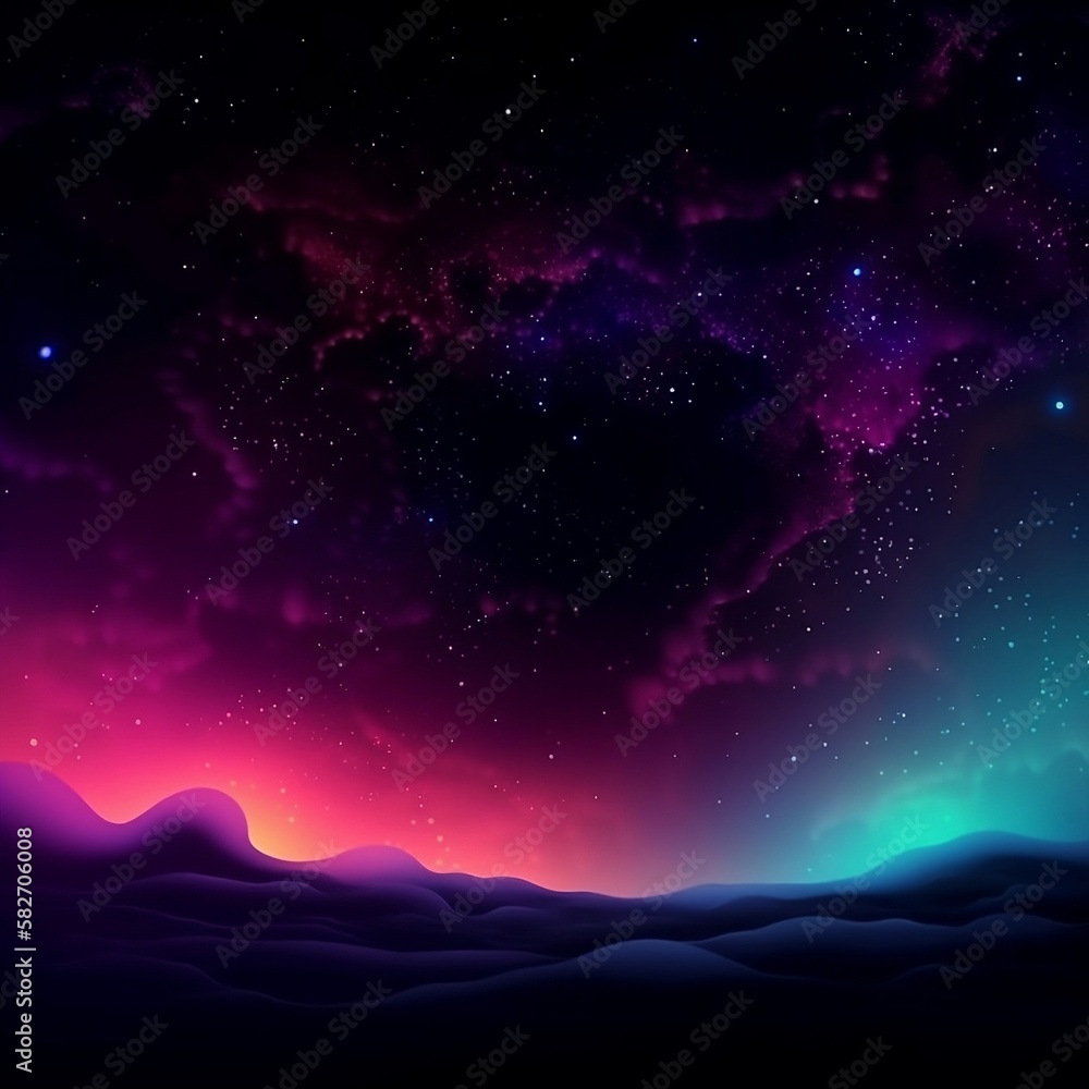 Minimalistic galaxy neon Sky. generative ai 