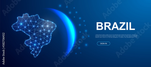 Brazil 3d polygonal symbol for website template. Low poly Country map illustration for banner design. Brazil map design illustration