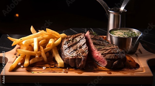 steak with fries