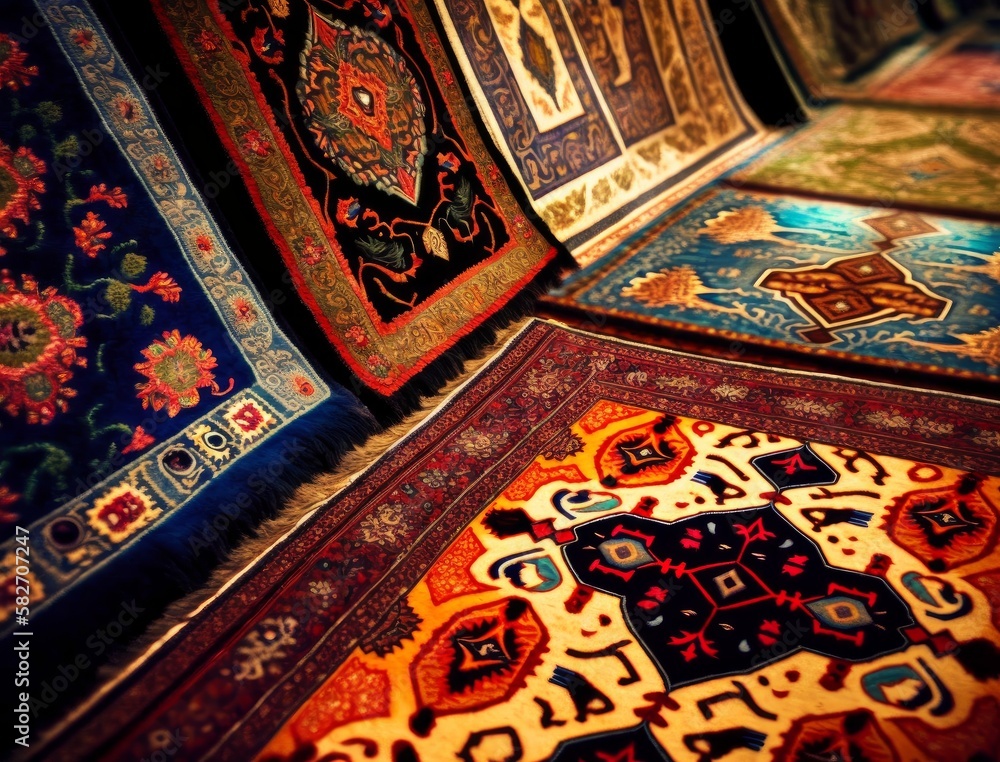 Photo traditional carpets from middle east variety of the gorgeous oriental carpets generative ai