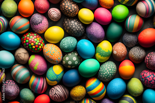 Colourfully painted Easter Eggs