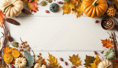 Thanksgiving Holiday - wood table background with copy space for text  Generative ai