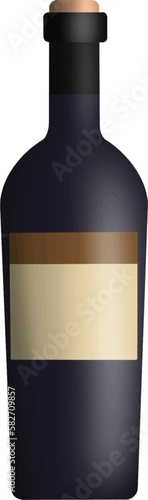 Wine bottle with blank label party illustration isolated on white background. Party Clipart for celebration design, planner sticker, pattern, background, invitations, greeting cards, sublimation.