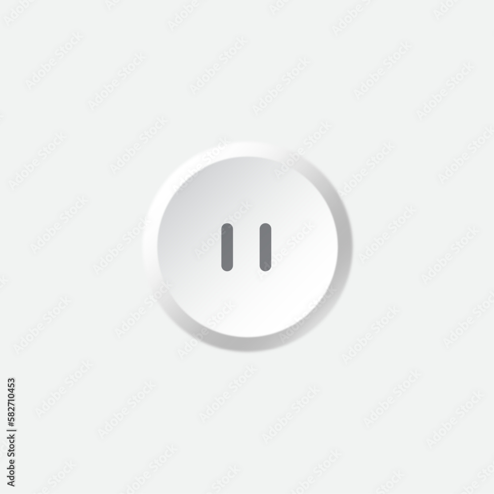 3d pause icon push button isolated on white background. Multimedia