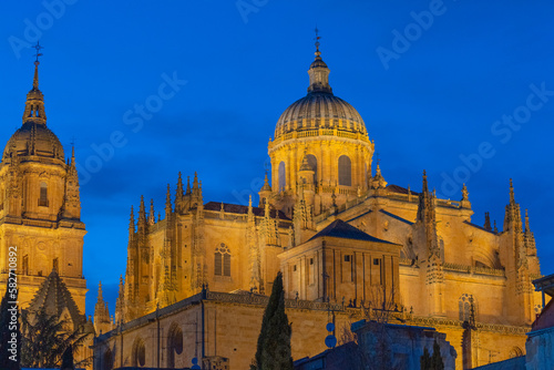 catedral de salamanca iluminada al atardecer